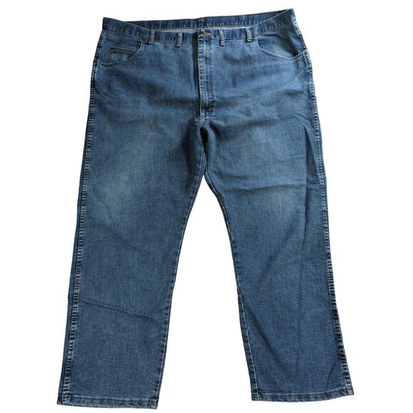 Wrangler Rugged Wear Jeans 50x30 Relaxed Fit Denim Blue Cotton Blend Mens - Picture 1 of 11